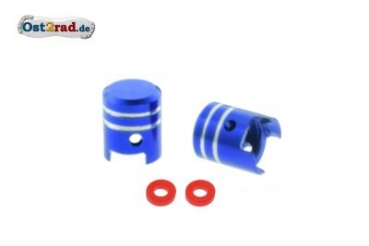 2x čepička ventilek tvar pístu Alu modrá tmavá elox včetně O kroužku