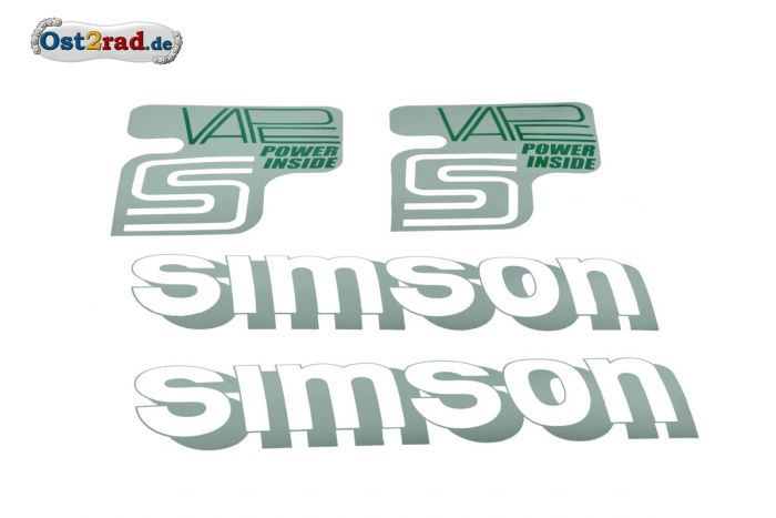 Samolepka sada SIMSON VAPE POWER INSIDE stříbrná-bílá-zelená