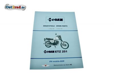 Katalog náhracních dílů MZ ETZ251 ETZ301 vydání 1989