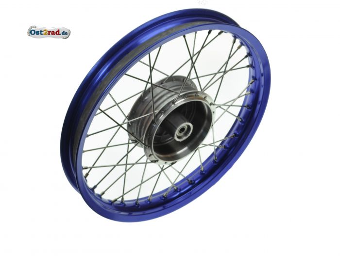 Kolo 1,50x16" ráfek  alu modrá, CHROM výplet Simson KR S50 S51 SR4- S53, kompletní vypletené
