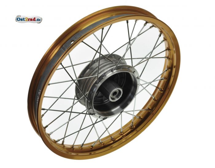 Kolo 1,50x16" ráfek  alu zlatá, CHROM výplet Simson KR S50 S51 SR4- S53, kompletní vypletené