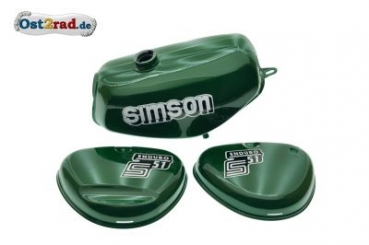 Nádrž a postranní kryty kastlíky tmavě zelená SIMSON S51 S70 sada, horší kvalita