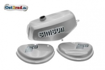 Nádrž a postranní kryty kastlíky stříbrná SIMSON S51 S70 sada, horší kvalita