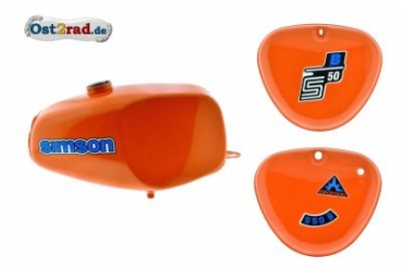 Nádrž kastlík sada Simson S50 S51, buvol, Racing Orange, utěsněná