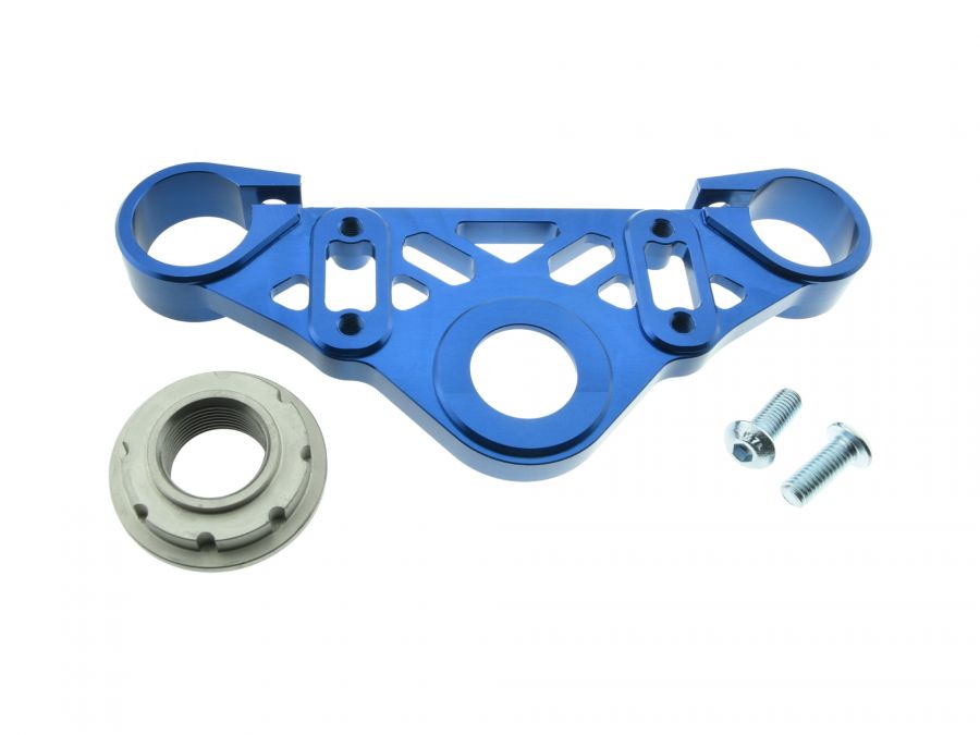 CNC můstek vidlice horní Simson S50 S51 modrý, eloxovaný