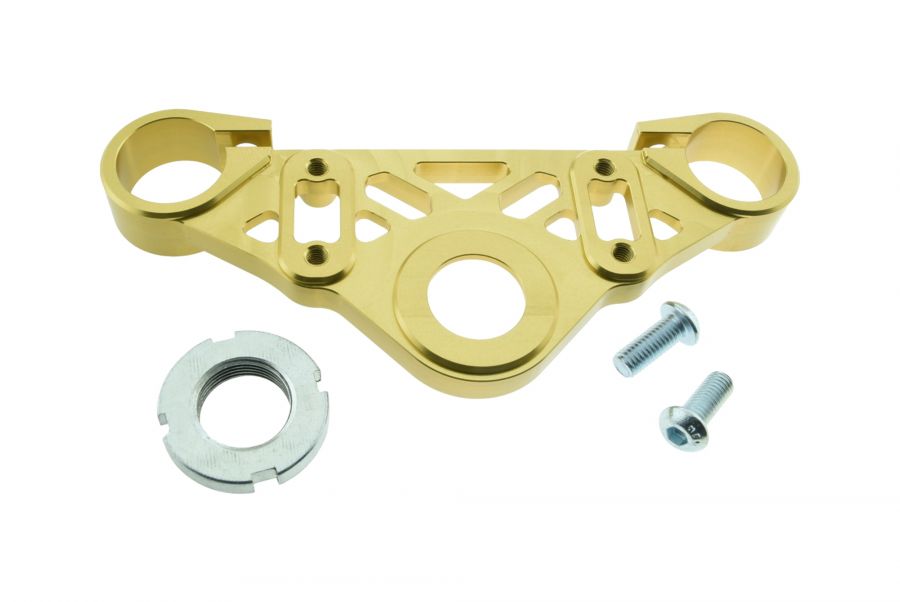 CNC můstek vidlice horní Simson S50 S51 zlatý, eloxovaný