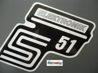Samolepka Simson S51 Elektronik na postranní kryt stříbrná
