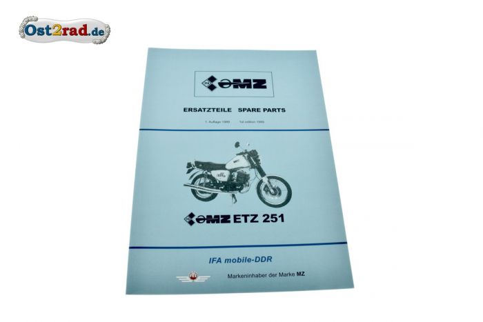 Katalog náhracních dílů MZ ETZ251 ETZ301 vydání 1989