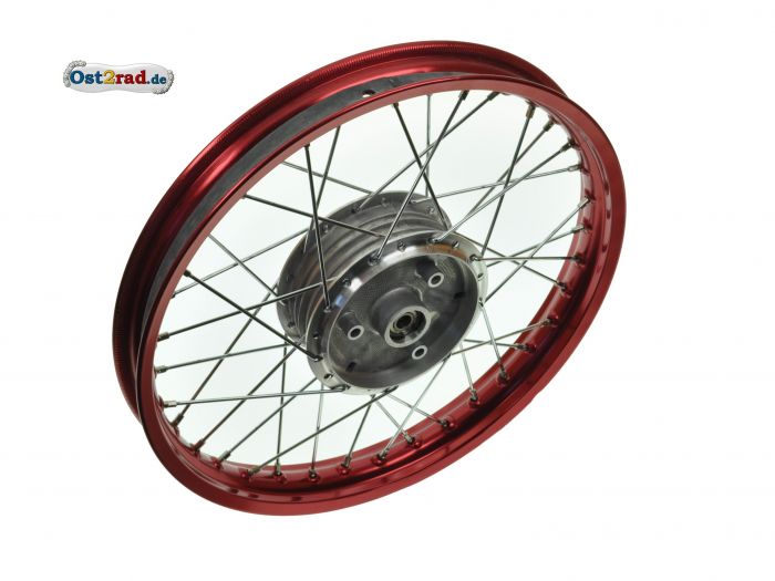 Kolo 1,50x16"  ráfek Alu červený, CHROM výplet Simson KR S50 S51 SR4- S53, kompletní vypletené