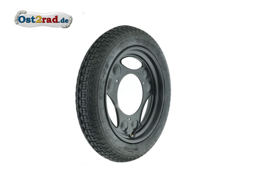 Kolo disk 12 Simson SR50 černá, silniční pneu, komplet